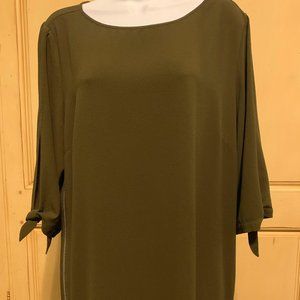 Chicos cold shoulder olive green short dress